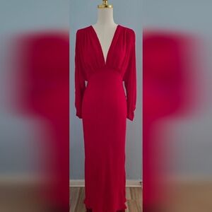 Shona Joy Vibrant Red Long Sleeve Dress
